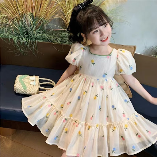 Title 4, Girls Bubble Sleeve Bow Floral Dress perfect f...