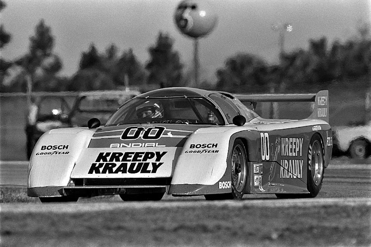 The March 83G 4/Porsche driven by Sarel van der Merwe, Graham Duxbury and Tony Martin during practice for the 24 Hours of Daytona IMSA GT race at the Daytona International Speedway in Daytona Beach, Florida, on February 5 1984.