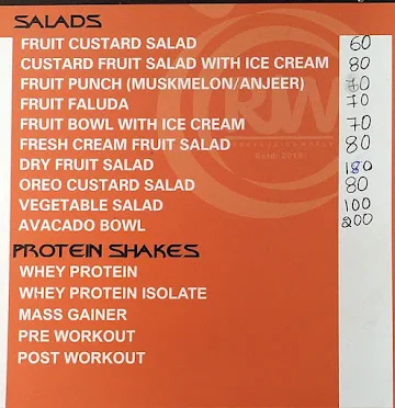 Reddy's Juice World menu 