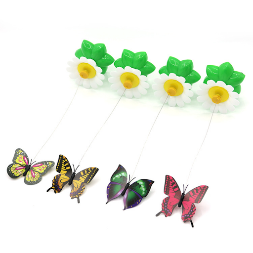 Automatic Electric Rotating Cat Toy Colorful Butterfly Bird Animal Shape Plastic Funny Pet Dog Interactive Toys Pet Supp