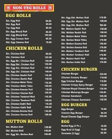 The Kathi Roll Express menu 