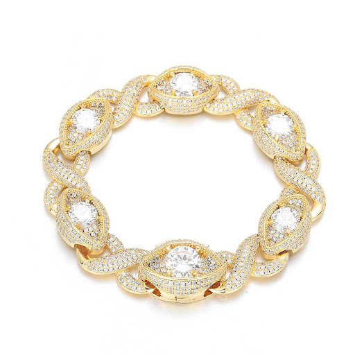 Title 7, Mens Fashion Hip Hop Zircon Bracelet Cuban Lin...