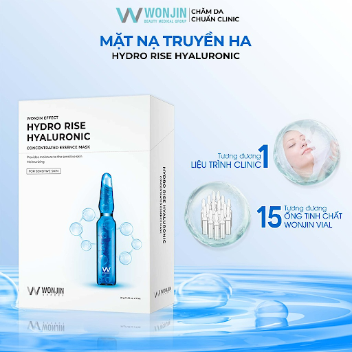 Hộp 10 Mặt Nạ Truyền HA Cấp Ẩm Chuyên Sâu WonJin Effect Hydro Rise Hyaluronic Mask 30gx10