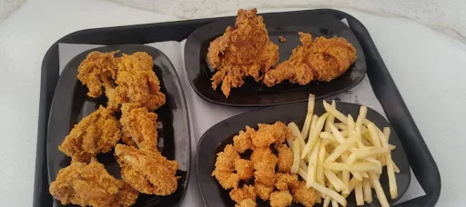 Mini Fried Chicken [1 Piece] With Hot Wings [2 Pieces] Fries And Drink