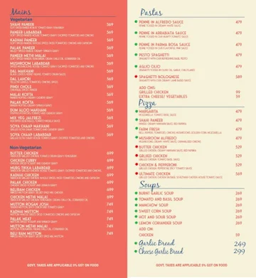 Gola Sizzlers menu 