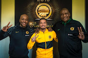 Kaizer Chiefs sporting director Kaizer Motaung Jr, new signing Yusuf Maart and head of technical Molefi Ntseki.