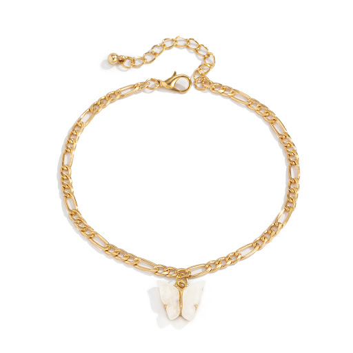Title 6, Simple Color Acrylic Butterfly Tassel Anklet Eu...