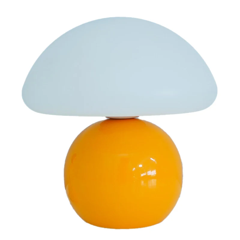 Lámpara de mesa decorativa con forma de seta crema para mesita de noche, crea ambiente cálido y acogedor, perfecta para dormitorios.