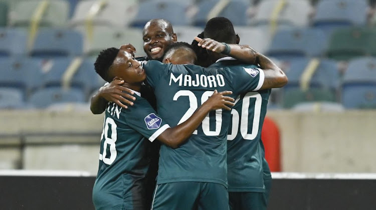 Celebrations as Augustine Mulenga of AmaZulu scores for his team during the DStv Premiership match between AmaZulu FC and Cape Town City FC at Moses Mabhida Stadium on November 07, 2021 in Durban, South Africa.