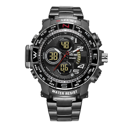 Title 5, Mens Steel Band Sports Quartz Digital Watch. W...