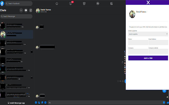 Ecom9 CRM for Facebook chrome extension