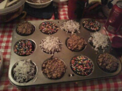 I added sprinkles and coconut to the tops of my cupcakes 