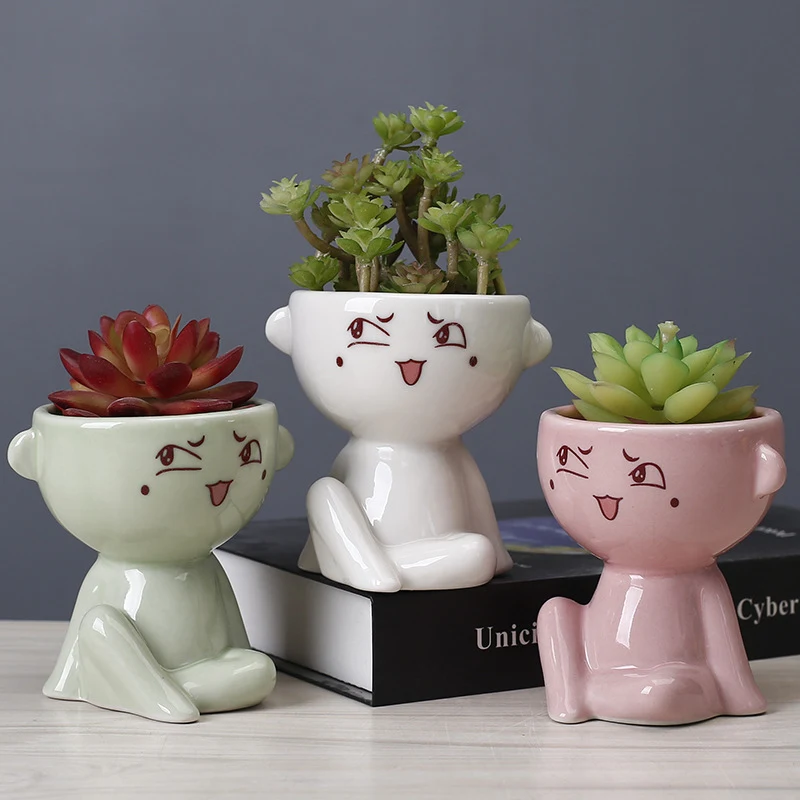 Nordic Home Furnishing keramische bloempot in menselijk lichaamsvorm, ideaal voor vetplanten, voeg sfeer toe aan uw huis.