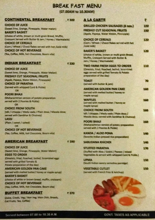 Cafe Boulevard menu 