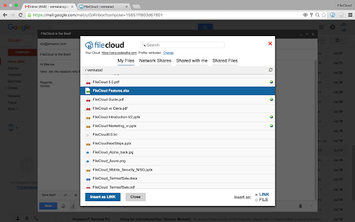 FileCloud for Gmail