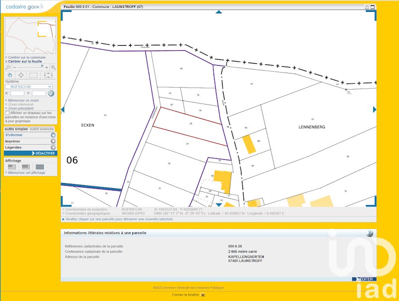 Vente terrain  2866 m² à Launstroff (57480), 129 000 €