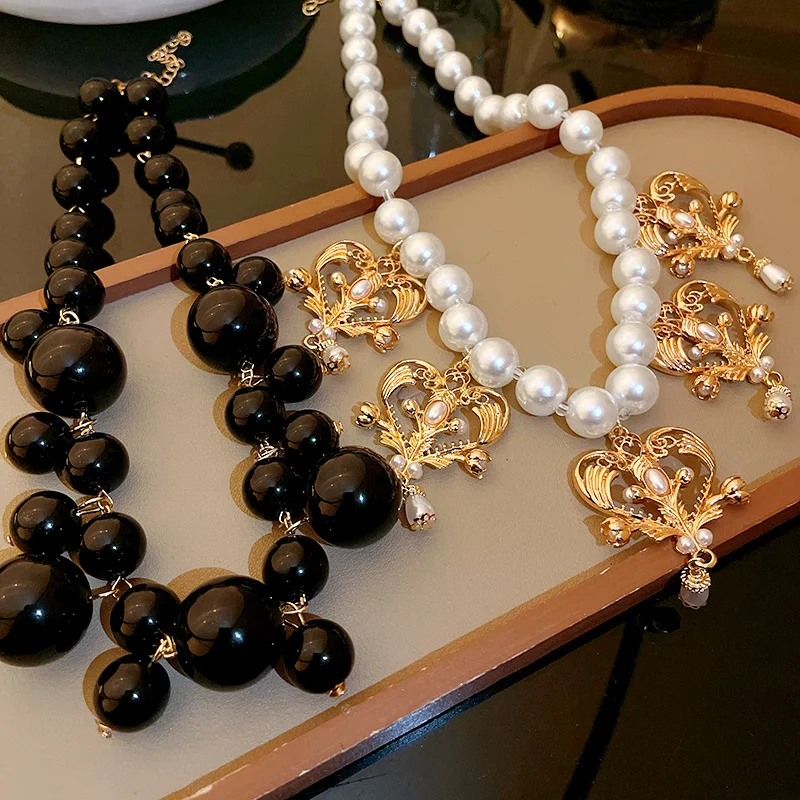 Parelhart kwastjesketting Franse stijl Hoge profielmode Temperament sleutelbeenketting Minderheid All-match mode-sieraad