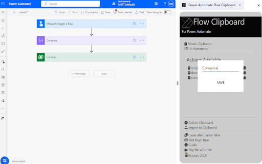 Power Automate Flow Clipboard