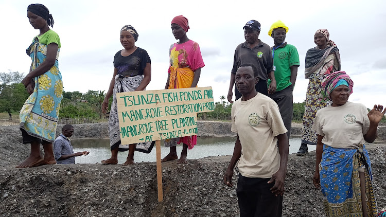 Tsunza fish farmers in Kinango, Kwale county, on Sunday, July 17, 2022.