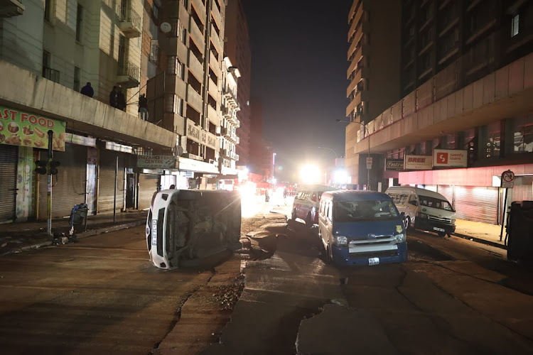 The trail of destruction on Bree, Rissik and Joubert streets in Johannesburg. Picture: THULANI MBELE