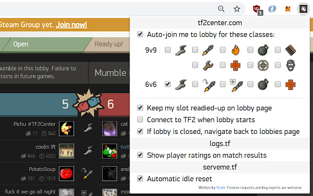 TF2Center Tools chrome extension