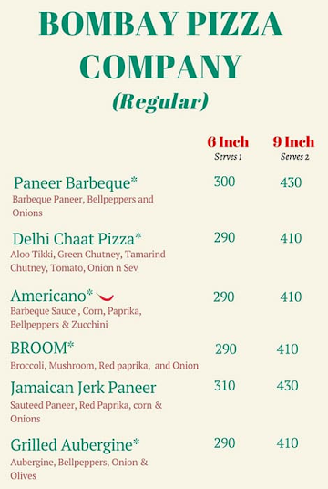 Bombay Pizza Company menu 