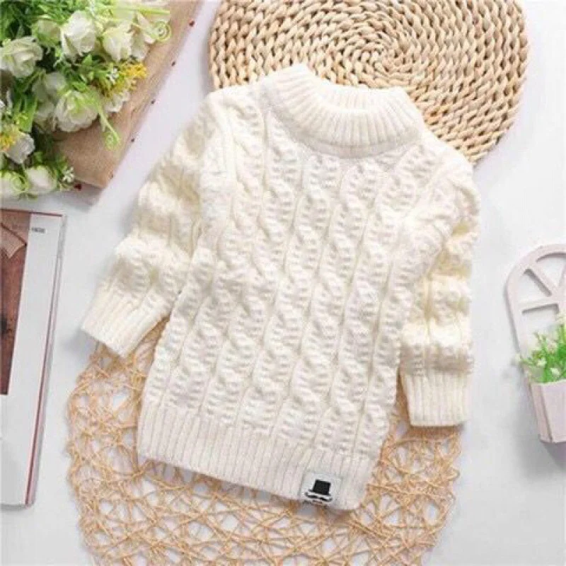 Chemise Basique Épaisse en Tricot Peluche pour Bébés et Enfants, Col Rond Fir, Chaleur et Confort pour l'Hiver