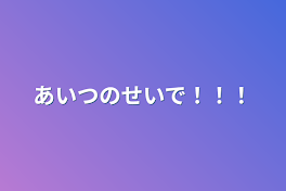 あいつのせいで！！！