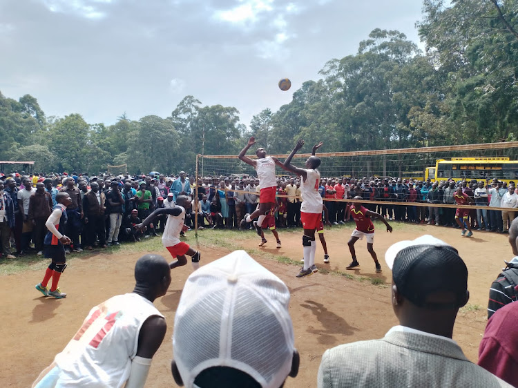 Action between Namwela Secondary School and Khasoko Secondary School during the Bungoma County championships at Friends School Kamusinga