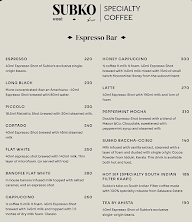 Subko Specialty Coffee Roasters & Bakehouse menu 1