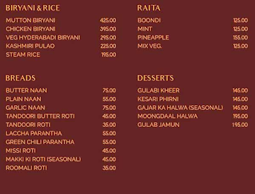 Surkhaab menu 