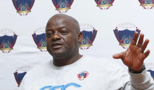 Dan Malesela during Chippa United press conference at Nelson Mandela Bay Stadium Press conference Room on May 24, 2017 in Port Elizabeth, South Africa.