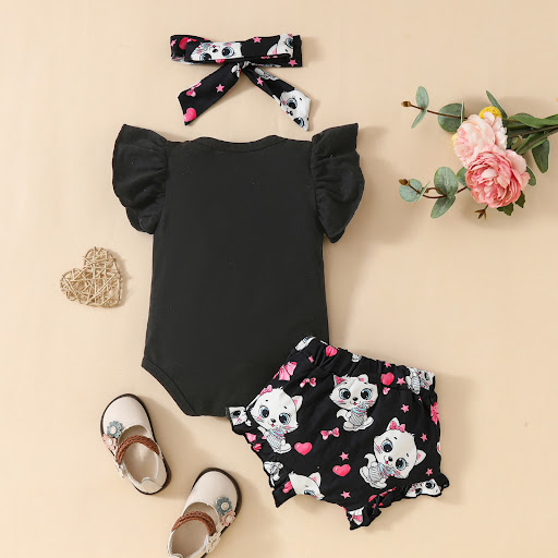 Title 2, Baby Girl Sleeveless Cat With Shirt Suit, perfe...