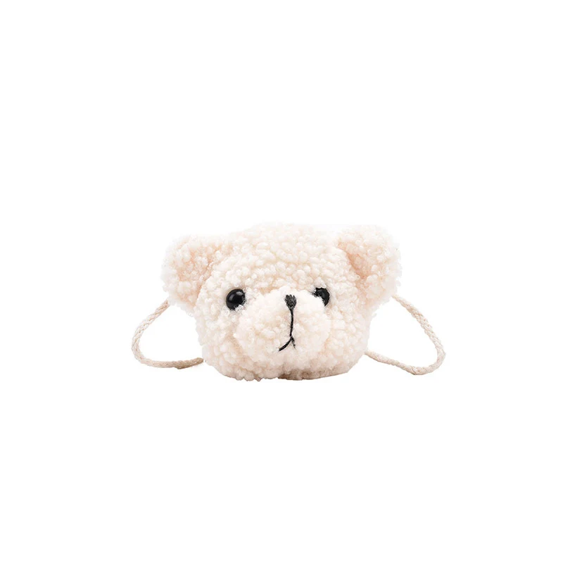 Sac bandoulière en peluche avec tête d'ours de dessin animé, une épaule. Idéal pour transporter vos essentiels avec style et ajouter une touche de mignonnerie à votre look.