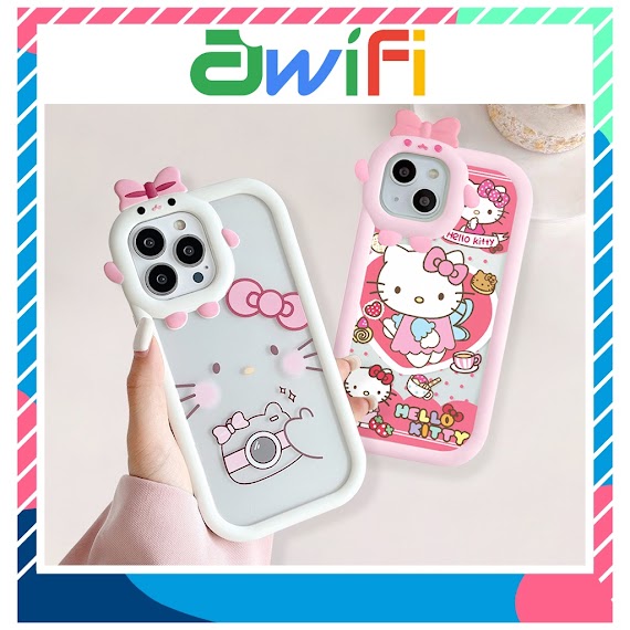 Ốp Lưng Iphone Nơ Camera Hình Vuông Mèo Kitty 6/6Splus/7/7Plus/8/8Plus/X/Xr/Xs/11/12/13/Pro/Max/Plus/Promax - Awifi M5 - 3