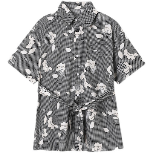 Title 6, ShirtCheck Floral Print Belt Tie Short Sleeves ...