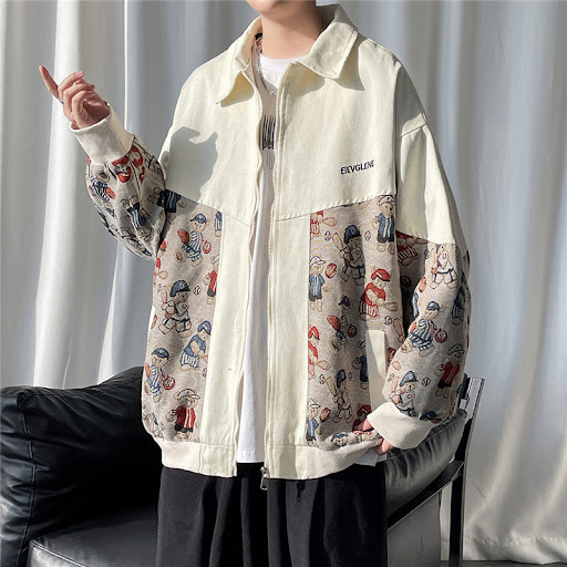Title 2, Mens Stitching Contrast Color American Retro L...