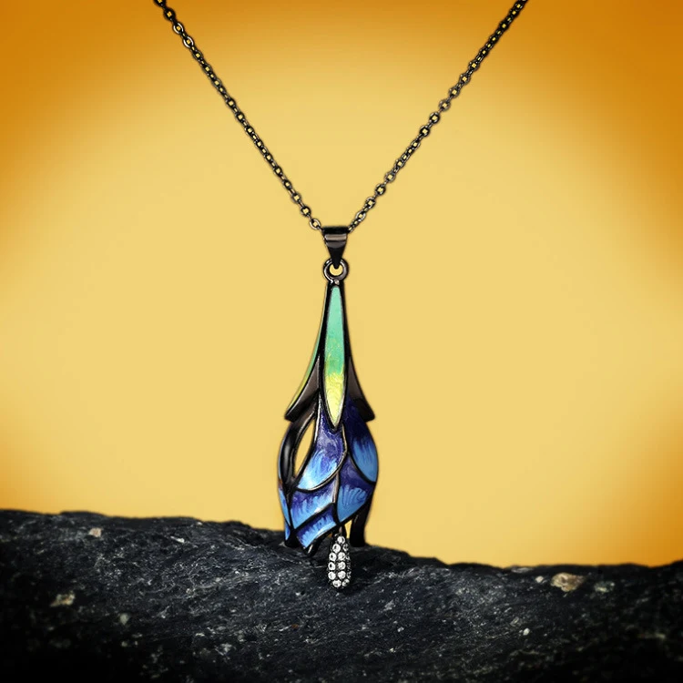 Title 4, New Enamel Color Ring Necklace, European and Am...