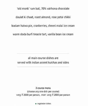 Indian Accent menu 