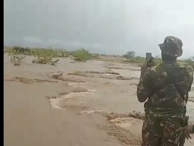 A section of the flooded North Horr - Kalacha (B75) Road