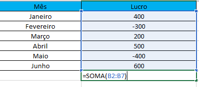 Utilizando a fórmula SOMA para fazer subtração no Excel