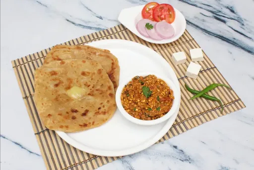 Paneer Bhurji With 2 Desi Ghee Tawa Parantha [Serves 2]