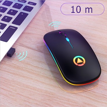 Chuột Không Dây A2 Có Đèn Led 7 Màu Sộng, Thiết Kế Thon Gọn, Click Cực Êm, Không Tạo Tiếng Ồn - Có Cổng Micro Usb Để Sạc.