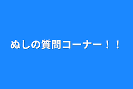 ぬしの質問コーナー！！