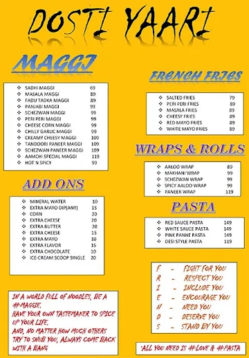 Dosti Yaari Cafe menu 