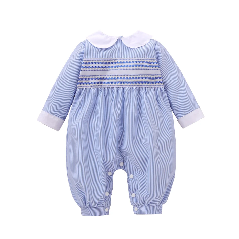 Gestreepte unisex baby-jumpsuit met lange mouwen en broek, zacht en comfortabel, ideaal voor dagelijks gebruik, ademend materiaal.