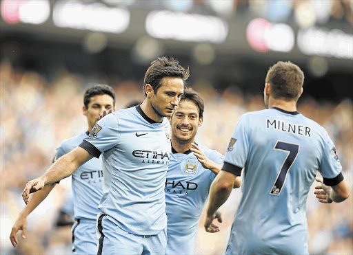 Manchester City midfielder Frank Lampard after scoring against his former club Chelsea at the Etihad Stadium in Manchester