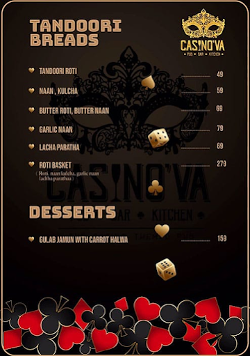 Casinova Pub And Kitchen menu 