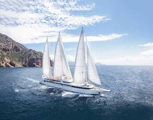 Le Ponant, carrying only 64 passengers, sets sail for ports of call around the world.  