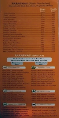 Only Parathas menu 5